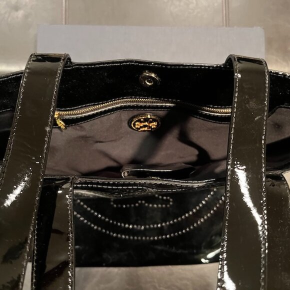 Tory Burch Large Black Patent Leather Tote - Picture 2 of 3